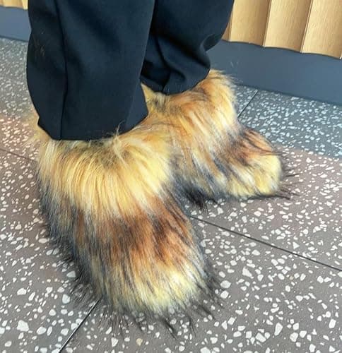 Urmycos Girls Winter Faux Fur Ankle Boots Fluffy Furry Flat Snow Boots thumbnail 9