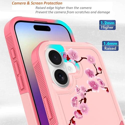 Ftonglogy for iPhone 17 Case with Screen Protector: Cute Flowers Floral Design for Girls Women Slim Soft TPU Bumper Shockproof Silicone Cherry Blossom Cell Phone Cover (Lucky Fox) thumbnail 3
