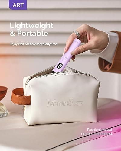 MelodySusie Handheld UV Light for Gel Nails with Stand, Mini Portable Cordless Nail Lamp with LCD Display, Eye-Protective Cover, Flash Curing for Glue, Purple thumbnail 7