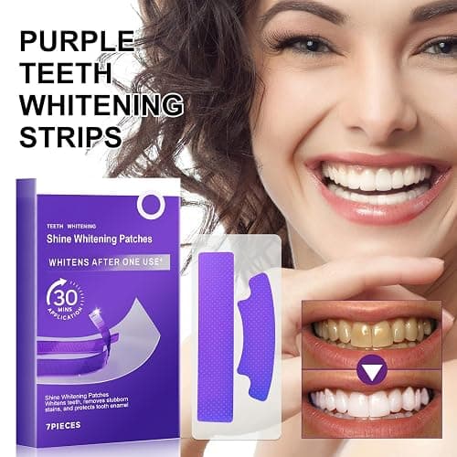 Purple Teeth Whitening Strips - V34 Whitening Strips - Enamel Safe Whitener Strips for Sensitive Teeth - Gentle Stain Removal for Sensitive Tooth,30 Minutes Fast Results,7pcs thumbnail 2