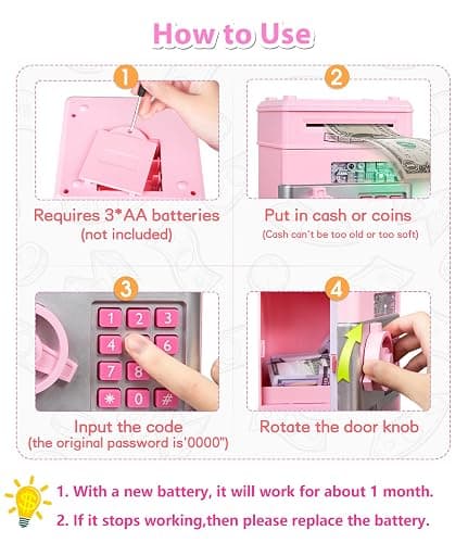 Kids Piggy Bank for Girls - Toys for 5 6 7 8 9 10 Year Old Girl Birthday Gifts - Electronic Piggy Bank ATM Machine Money Safe for Kids Toys Age 6-8-10 thumbnail 6