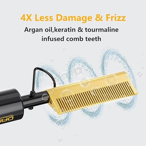 DAN Technology hot Comb Electric for Wigs,450℉Small hot Comb for Edges,Low and high Temperatures, Hair straightening Comb for Black Hair,Portable & Dual Voltage for Travel & Home… thumbnail 2