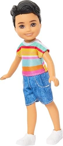 Barbie Club Chelsea Koji 6-Inch Boy Small Doll with Brunette Hair Wearing Removable Striped Shirt, Shorts & Shoes thumbnail 4
