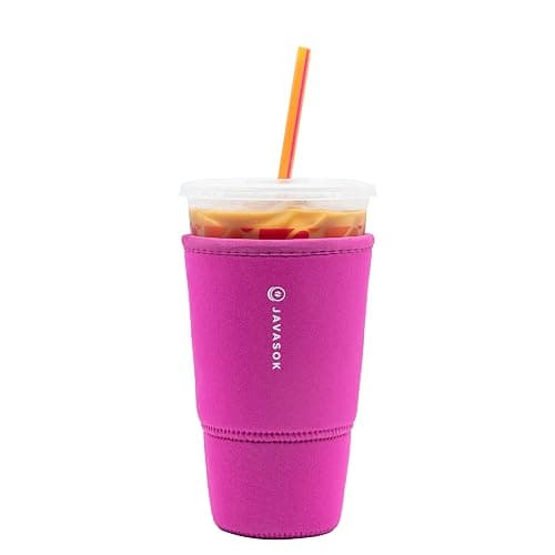 Sok It JavaSok Iced Coffee & Cold Soda Insulated Neoprene Cup Sleeve (Bright Pink, Large: 30-32oz) - Image 1