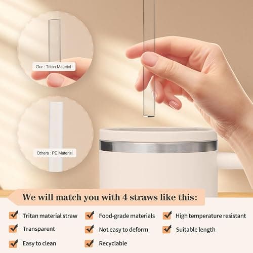 2 Pack 40 oz Tumbler Flip Straw Leak Proof Lid Replacement Fit for Stanley Quencher,40 oz Tumbler Lid Replacement for Stanley Cup,No Spill Proof Straw Cover for Stanley Cup Accessories (Cream White) thumbnail 7