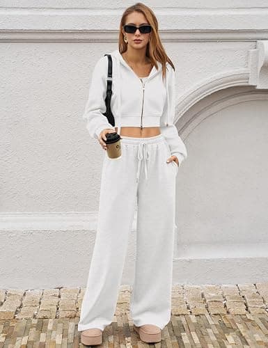 LOMON Women's Sweatpants Wide Leg Fleece Lined Sweat Pants Spring Winter Clothes 2026 Baggy Drawstring Joggers with Pockets thumbnail 6