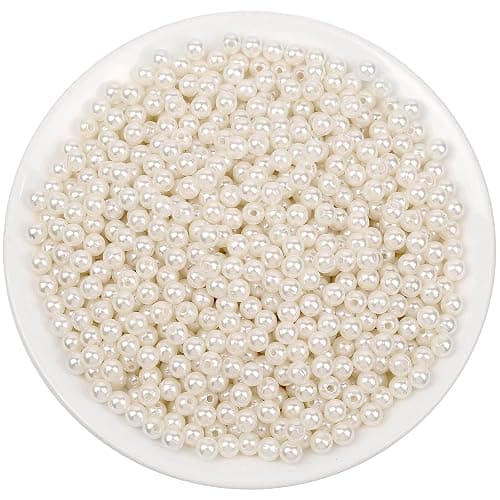 anezus Pearl Beads for Craft, 1000pcs Ivory Faux Fake Pearls, 6 mm Small Sew on Pearl Beads with Holes for Jewelry Making, Bracelets, Necklaces, Hairs, Crafts, Decoration and Vase Filler - Image 1