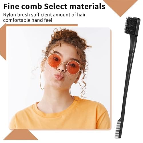 AUXSOUL 3 pezzi Spazzola Pettini per Styling Capelli, Professionale a Doppio Bordo, con Spazzola, per Bordi a Coda Topo, per salone parrucchieri(nero) thumbnail 3