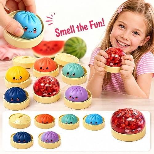 Stress Relief Squishy, Random 1 of 7 Color, Squeeze Party Favor Gifts | Random 1 of 7 Color, Mystery Watermelon Scented Edition, Stress Relief Sensory Squeeze for Holiday Gifts Party Favors thumbnail 4