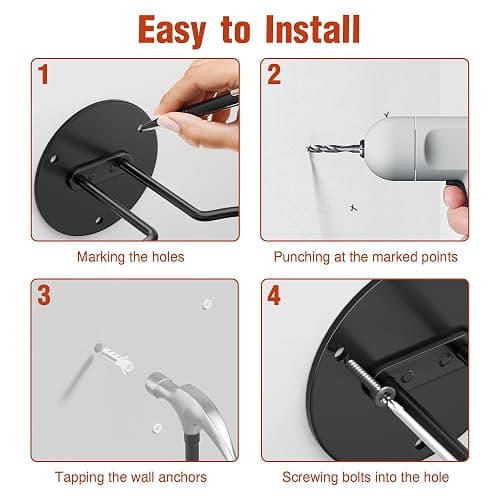 jockcaras Ball Display Holder Wall Mount: Black Storage Rack for Basketball, Rugby, Soccer, Football, Baseball Room Decor - Boys Sports Accessories Organizer thumbnail 6