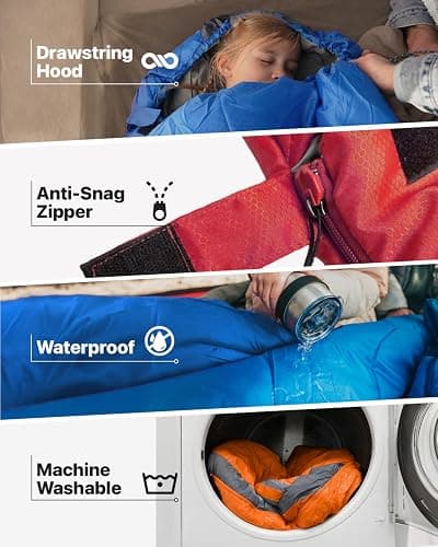 MalloMe Sleeping Bags for Adults Cold Weather & Warm - Backpacking Camping Sleeping Bag for Kids 10-12, Girls, Boys - Lightweight Compact Camping Essentials Gear Accessories Hiking Sleep Must Haves thumbnail 4