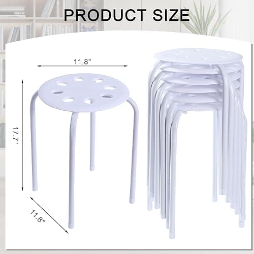VECELO 6-Piece Stacking Stools, 17.7 Inch Standard Height, Portable Stackable Colorful Decoration Stools for School Classroom and Office Use, White - White thumbnail 3