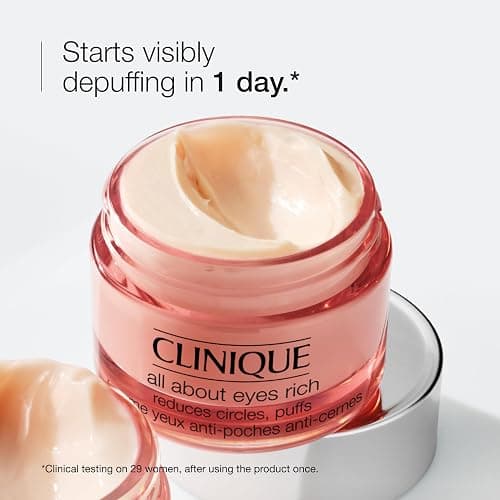 Clinique All About Eyes: Lightweight Eye Cream Vitamin C Formula + Rich Eye Cream Hyaluronic Acid Formula | Hydrating, Brightening, Depuffing thumbnail 3
