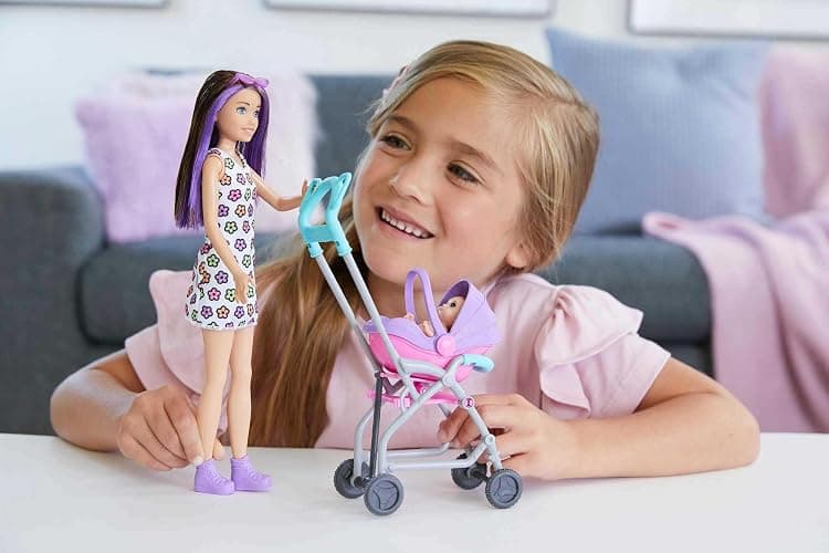 Barbie Skipper Babysitters Inc Playset with Doll, Stroller, Baby Doll & 5 Accessories, Remove Stroller Seat for Carrier - Brunette thumbnail 2