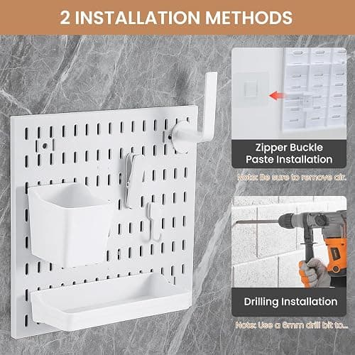 CROWNSHOP Pegboard Combination Set 28×28cm (4 Panels) with 20 Accessories Free CombinationDual Installation Options Wall Organizer for Home Storage & Decoration thumbnail 6