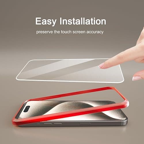 Ailun 3 Pack Screen Protector for iPhone 15 [6.1 inch] + 3 Pack Camera Lens Protector with Installation Frame,Case Friendly Tempered Glass Film,[9H Hardness] - HD thumbnail 2