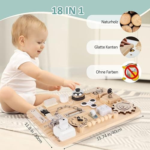 potatomato Montessori Busy Board – Jouet sensoriel en Bois, éducatif et motricité, Jeux en Bois, activité Manuelle, bac sensoriel, Jouet autisme pour Enfants thumbnail 2