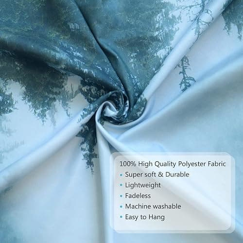 Green Foggy Wall Tapestry W80"xL60", Forest Themed Twilight Decorations thumbnail 2