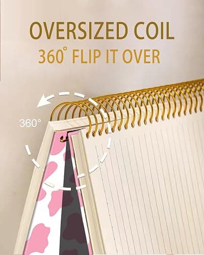 iampanda Spiral Journal Notebook,Cute Strong Twin-Wire Binding with Premium Paper for Girl Women,60 Sheets A5 College Ruled Notebook/Journal,Perfect for School Office Home Gifts,Pink Cow thumbnail 4