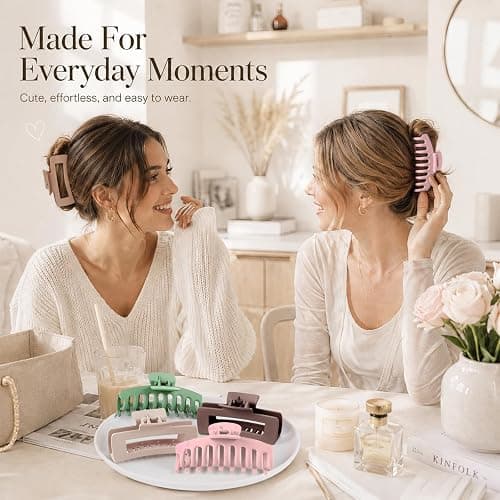 TOCESS 8 Pack Big Hair Claw Clips for Women Large Claw Clip for Thin Thick Curly Hair 90's Strong Hold 4.33 Inch Nonslip Matte Jumbo Jaw Clips (8 Pcs) thumbnail 9