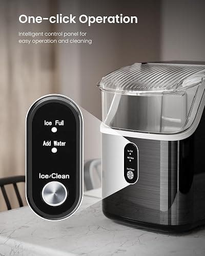 Kismile Nugget Ice Maker Countertop,35Lbs/24H Pellet Ice Machine with Chewable Ice,Self-Cleaning Pebble Ice Maker with Ice Scoop,One-Click Operation,for Home/Kitchen/Office(Black) thumbnail 4