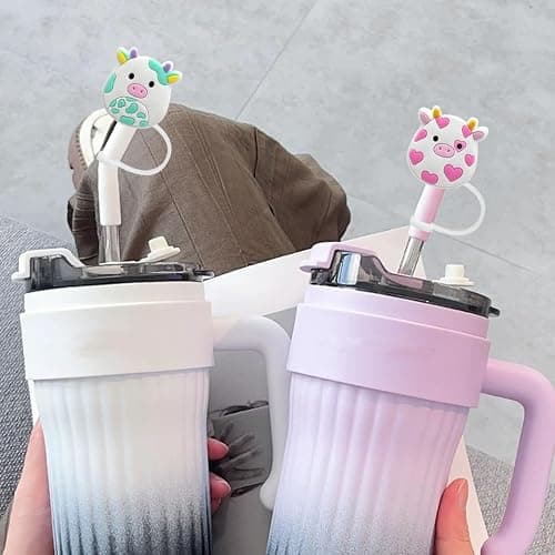 Straw Cover Cap for Stanley Cup 30 Oz 40 Oz Tumblers - 10mm Cute Cow Straw Tips Covers,Silicone Straw Toppers, Funny Animals Straw Covers Cap Plugs,Anti-dust Straw Tip Drinking Straw Tips Lids thumbnail 4
