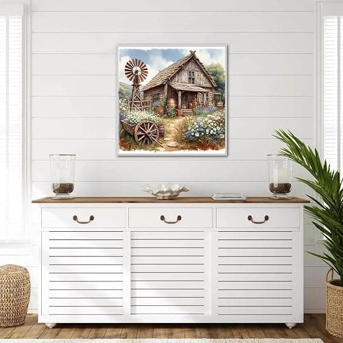 KTHOFCY 5D DIY Diamond Painting Kits for Adults, Wooden House and Sunflowers Full Drill Embroidery Cross Stitch Crystal Rhinestone Paintings Pictures Arts Wall Decor Painting Dots Kits 11.8X11.8 inch thumbnail 2