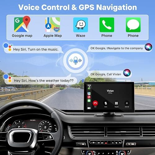 9" Wireless Apple Carplay Screen for Car with 4K Dash Cam, Portable Apple Carplay & Android Auto with 1080p Backup Camera DVR, Voice Control/GPS Navigation/Mirror Link/BT, Pallet of Product thumbnail 3