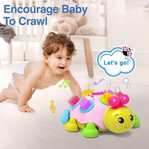 Baby Musical Ladybug Crawling Toys,Baby Toy 6-12 Months with Light-up Music, Early Educational Learning Montessori Toy, Infant Gift Toys for 7 8 9 10 11 Months 1-2 Years Old Newborn Girls (Pink) thumbnail 4