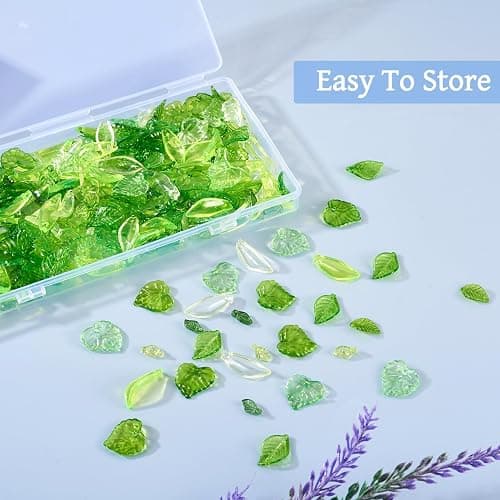 Pandahall 320Pcs Green Acrylic Leaf Beads Charms Transparent Maple Tree Leaves Pendants Cute Green Leaf Beads Caps for Jewelry Making Necklace Earring thumbnail 7