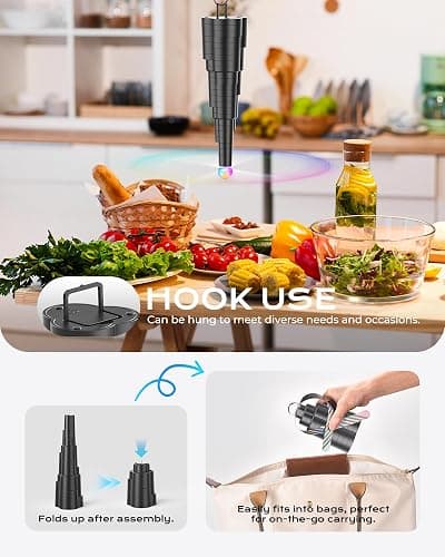 VEUIEIZT Fly Fans for Tables, Type-C Rechargeable Fly Fan, Tabletop Bug Fans with Colorful Light, Foldable Fly Spinner with Soft Holographic Blades for Picnic, Restaurant, Party, Home, BBQ (4 Pack) thumbnail 4