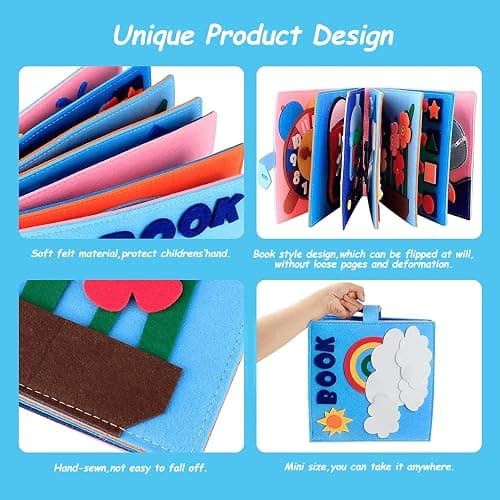Cobelae Montessori Toys Busy Book for Toddlers, Activity Book for Toddler 1-3, Preschool Learning Activities Develop Fine Motor Skills Educational Sensory Travel Toys for Boys and Girls Gifts thumbnail 6