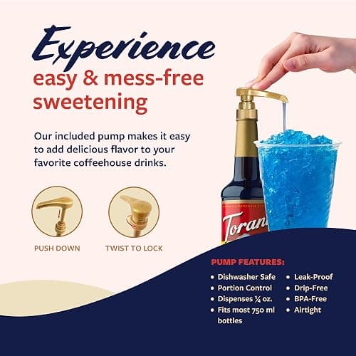 Torani Blue Raspberry Syrup for Drinks, Flavoring for Iced Tea, Lemonade, and Sodas, Pump Included, 25.4 Oz thumbnail 5