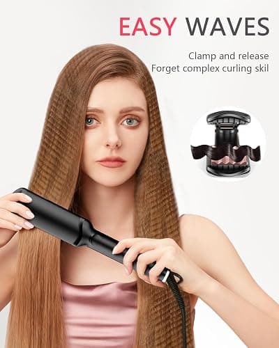 Hair Crimper Waver,Professional Women Hair Straightener Irons 4-in-1 Set Create Zig Zag Waves,Crimps Smooth Styles,Negative Ions Tourmaline Ceramic Plates Healthy Shiny Less Frizz,Styling Tools thumbnail 2