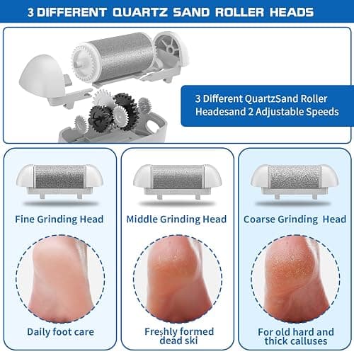 Electric Foot Callus Remover, Rechargeable Portable Electronic Foot File Pedicure Kits, Waterproof Foot Scrubber File, Professional Pedicure Tools, Foot Care for Dead Skin Ideal Gift, 3 Rollers thumbnail 4