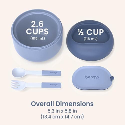 Bentgo Bowl - Insulated Leak-Resistant Bowl with Snack Compartment, Collapsible Utensils and Improved Easy-Grip Design for On-the-Go - Holds Soup, Rice, Cereal & More - BPA-Free, 21.2 oz (Slate) thumbnail 10