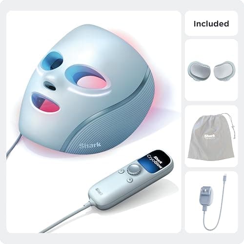 Shark CryoGlow LED Face Mask with Under-Eye Cooling, Anti-Ageing & Blemish Repair, Red & Blue LED, Infrared Light Therapy, USB-C, Remote Control, Storage Bag, Blue Frost, FW312 thumbnail 14