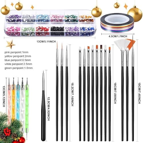 Teenitor Nail Art Kit Nail Art Tools, Nail Design Kit with Nail Art Brushes, Nail Tape Nail Gems Rhinestones, Nail Dotting Tools Nail Foil, Butterfly Nail Design Tools for Nail Art Supplies thumbnail 2