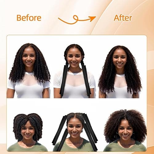 CRUIFU Lock Curly Hair Stretcher and Length Maintainer - Prevent Shrinkage with No-Heat Styling Net for An Elongated Look,Includes: 5 Elastic Hair Ties，(13IN*4PCS) thumbnail 6