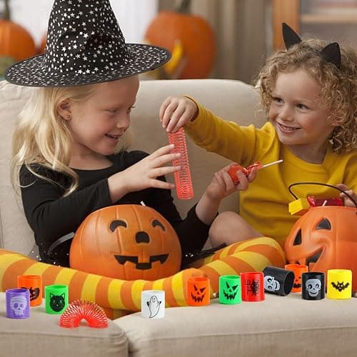 SULOLI Halloween Coil Springs for Kids, 36pcs Assorted Halloween Theme Pattern Spring Toys Party Favors Halloween Treat Bags Gifts thumbnail 6