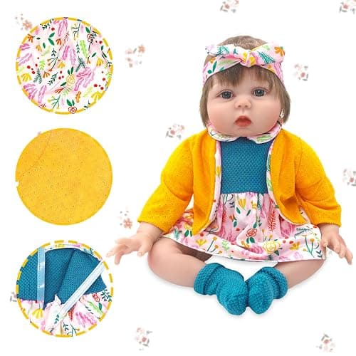 TDDS9 3 Sets Baby Doll Clothes and Accessories for 20-22 Inch Dolls, 9 Pcs Fashion Clothes Dresses Outfits Including Doll Dress Coat Outfits, Headbands, Socks, Top and Pants thumbnail 6