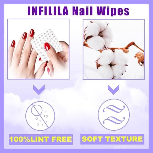 NXJ INFILILA Lint Free Nail Wipes, 540PCS Non-Woven Fabric Dry Nail Prep Wipes, Super Absorbent Nail Polish Remover Wipes Lash Extensions Glue Nail Cleaning Pads for Salon Supplies thumbnail 2
