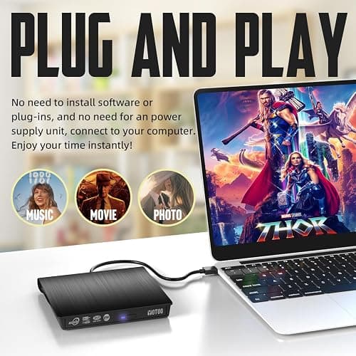 YOTUO External CD/DVD Drive, Portable USB 3.0 & USB-C CD RW Drive, DVD Player, DVD Burner for Laptop, Desktop, Compatible with Windows 7/8/10/11, Mac, MacBook Pro/Air, Linux (IDD029-2) thumbnail 2