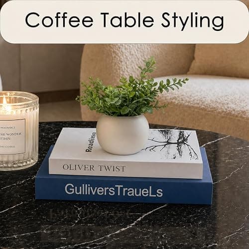 Decorative Books Set of 2, Blue and White Book Boxes with Hidden Storage | Magnetic Closure for Coffee Table and Bookshelf Styling; Organizes Remotes, Keys, Notes, Jewelry and Small Keepsakes thumbnail 3