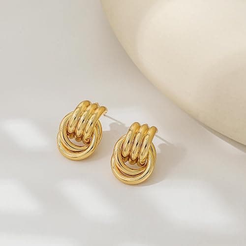 SHERLOVE Chunky Gold Knot Dangle Drop Earrings for Women Trendy Statement Earrings Hypoallergenic Lightweight Gold Jewelry Women thumbnail 5