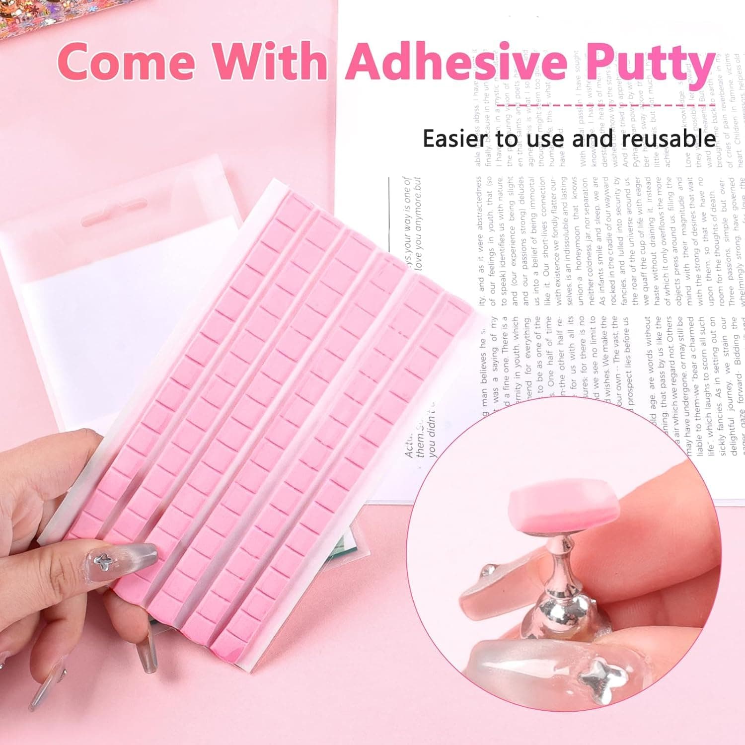 2 Sets Nail Stand for Press on Nails Display, M(agnetic Press on Nail Stand with 96 PCS Reusable Adhesive Putty, Nail Tips Practice Painting Holder for DIY Nail Art Tools thumbnail 4