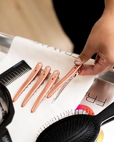 Framar Pink Hair Clips For Styling – Professional Metal Hair Clips For Women Styling, Metal Clips For Hair, Hair Styling Clips, Extra Strong With No Slip - 4 Pack Rose Gold thumbnail 2
