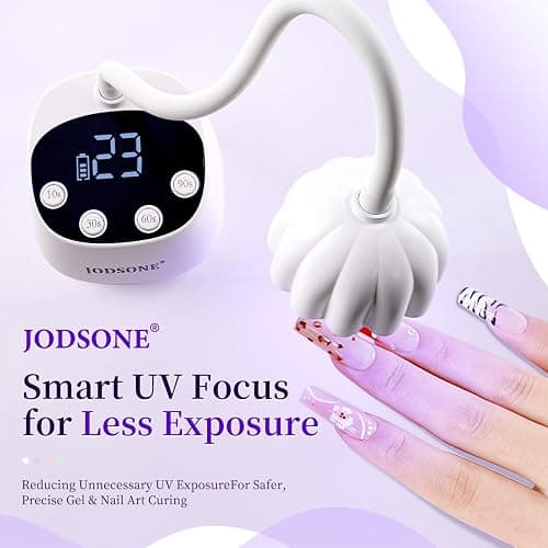 JODSONE Fast Curing U V Nail Lamp - Portable and Flexible Gooseneck Lamp with 360° Adjustable Design, Rechargeable LED Dryer for Gel Polish, Auto Sensor & 4 Timers Ceramic White thumbnail 9
