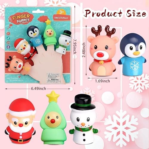 CCINEE 5 Pieces Christmas Finger Puppets Toys for Kids Elk Santa Claus Snowman Christmas Tree Character Party Favors Goodie Bag Fillers thumbnail 3