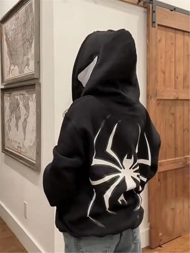 Asadovce Women Men Zip Up Y2k Oversized Hoodie Spider Graphic Full Zipper Sweatshirt Teen Girls Grunge Streetwear Jacket thumbnail 4